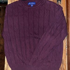 Alan Flusser Plum Cable-Knit Crewneck Sweater